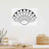 Scallop Seashell Minimalist Black and White Poster (Küche)