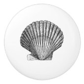 Scallop Seashell Muschel nautische See inspirierte Keramikknauf (Vorderseite)