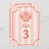 Scallop Seashell Pink Stripe Wedding Einladung (Vorne/Hinten)