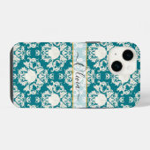 Scallop Seashell Summer Ocean Damask Beach Pattern iPhone Hülle (Rückseite (Horizontal))