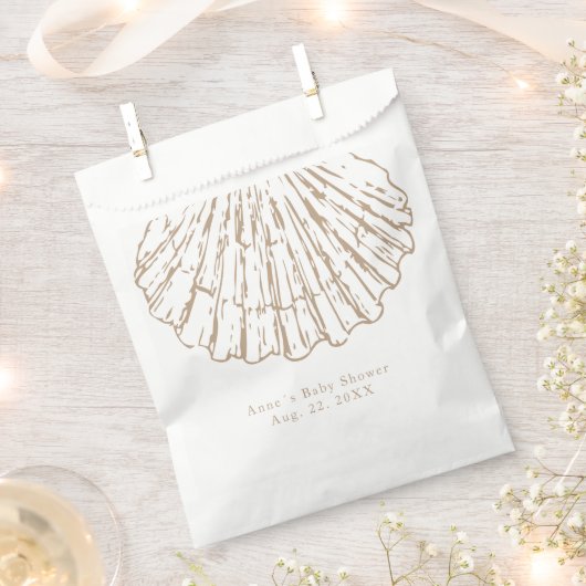 Scallop Shell Elegant Calligraphy Baby Shower Geschenktütchen (Ausgeschnitten)