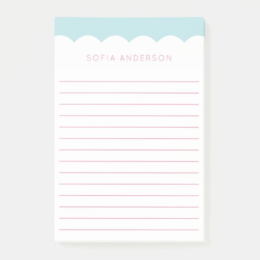 Scallop Topped Feminine Personalisiert Post-it Klebezettel (Vorderseite)