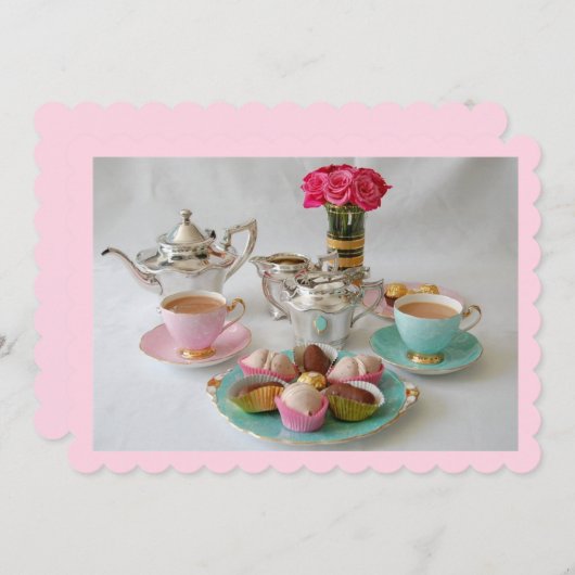 Scallope Nachmittagstee Einladung (Vorne/Hinten)