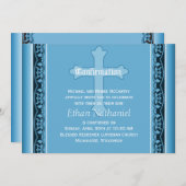 Scallope Reben mit Kreuzblauer Bestätigung Einladung (Vorne/Hinten)