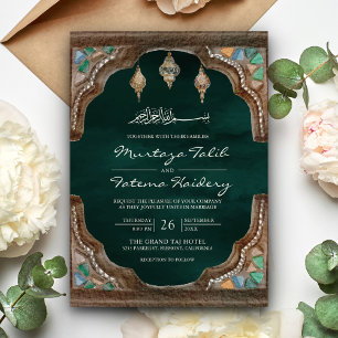 Scalloped Arch Islamischer SmaragdWedding Einladung