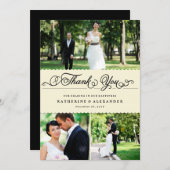 Scalloped Band Romantische Script Multi-Foto Hochz Dankeskarte (Vorne/Hinten)