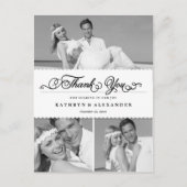 Scalloped Band und Script Foto Hochzeit Vielen Dan Postkarte (Vorderseite)