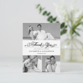 Scalloped Band und Script Foto Hochzeit Vielen Dan Postkarte (Stehend Vorderseite)