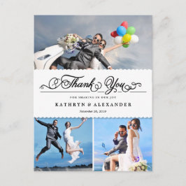 Scalloped Band und Script Foto Hochzeit Vielen Dan Postkarte