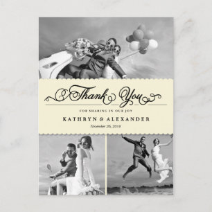 Scalloped Band und Script Foto Hochzeit Vielen Dan Postkarte