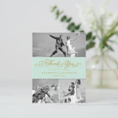 Scalloped Band und Script Foto Hochzeit Vielen Dan Postkarte (Stehend Vorderseite)
