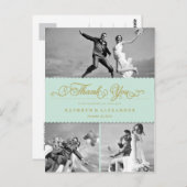 Scalloped Band und Script Foto Hochzeit Vielen Dan Postkarte (Vorne/Hinten)