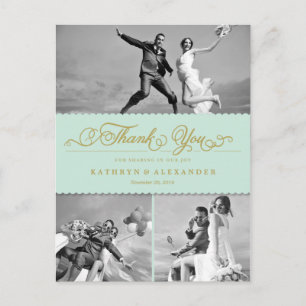 Scalloped Band und Script Foto Hochzeit Vielen Dan Postkarte