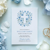 Scalloped Blue Floral Taufen Einladung für Junge