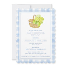 Scalloped Blue Gingham Hydrangea Blume Basket