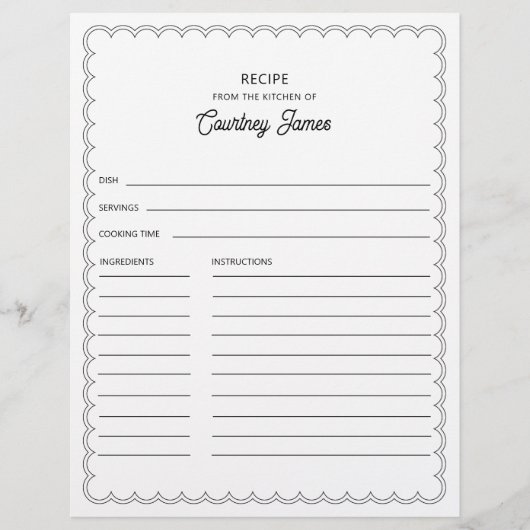 Scalloped Border Name Rezept Card (Vorderseite)