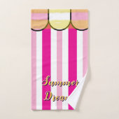 Scalloped Cabana Pink White Summer Stripes Badhandtuch Set (Handtuch)