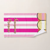 Scalloped Cabana Pink White Summer Stripes Badhandtuch Set (Handtuch)