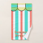 Scalloped Cabana Turquoise Coral White Stripes Badhandtuch Set (Handtuch)