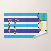 Scalloped Cabana Yellow Blue Summer Stripes Badhandtuch Set (Handtuch)