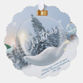 Scalloped Christmas Ornament Card – Dove & Snowy  (Vorderseite)