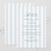 Scalloped Edge Timeless Blue Stripes Menu Card Einladung (Vorne/Hinten)