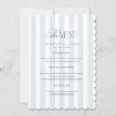 Scalloped Edge Timeless Blue Stripes Menu Card Einladung (Vorderseite)