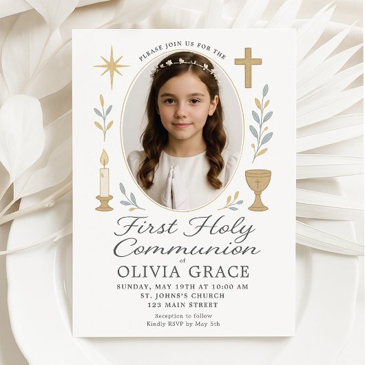 Scalloped First Communitys Invite Girl Einladung