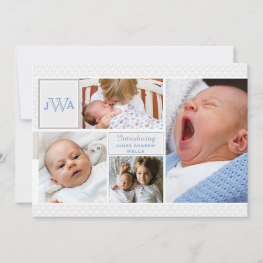 Scalloped Foto Collage Geburtsankündigung Ankündigung (Vorderseite)