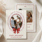 Scalloped Frame + Bow Holiday Photo Card Einladung