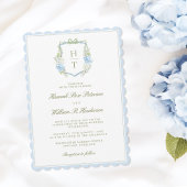 Scalloped Hydrangea Crest Wedding Invitation Einladung