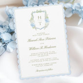 Scalloped Hydrangea Crest Wedding Invitation Einladung