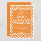 Scalloped Mexican Papel Picado Floral Boho Wedding Einladung (Vorne/Hinten)
