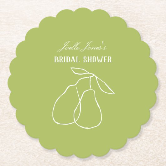Scalloped Modern Green Perfect Pear Brautparty Untersetzer (Vorderseite)
