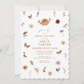 Scalloped Pumpkin Butterfly Floral Bridal Shower Einladung (Vorderseite)