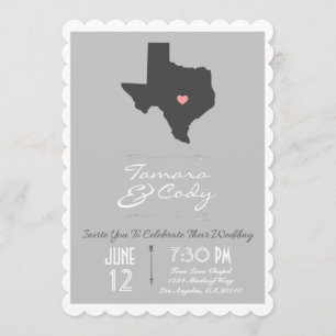 Scalloped Silver Gray Texas Hochzeitseinladung Einladung