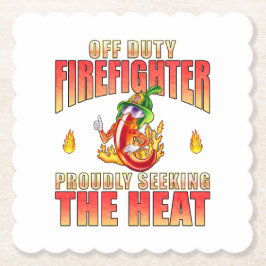 Scalloped Square Off Duty Firefighter Hitze suchen Untersetzer