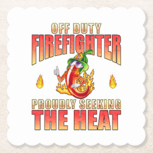Scalloped Square Off Duty Firefighter Hitze suchen Untersetzer