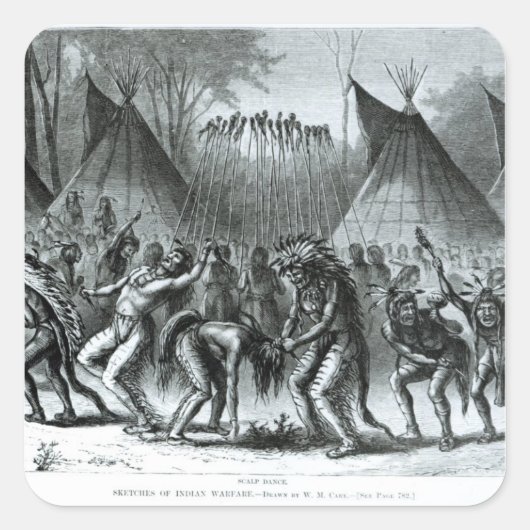 Scalp Dance aus "Skizzen des indischen Krieges" Quadratischer Aufkleber (Vorderseite)