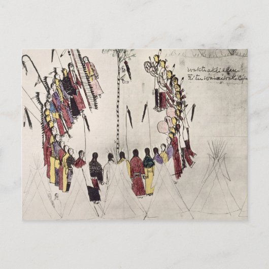 Scalp-Tanz oder Siegeszug (Tinte auf Papier) Postkarte (Vorderseite)