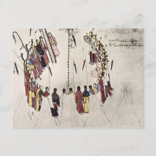 Scalp-Tanz oder Siegeszug (Tinte auf Papier) Postkarte