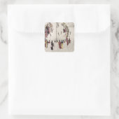 Scalp-Tanz oder Siegeszug (Tinte auf Papier) Quadratischer Aufkleber (Tasche)