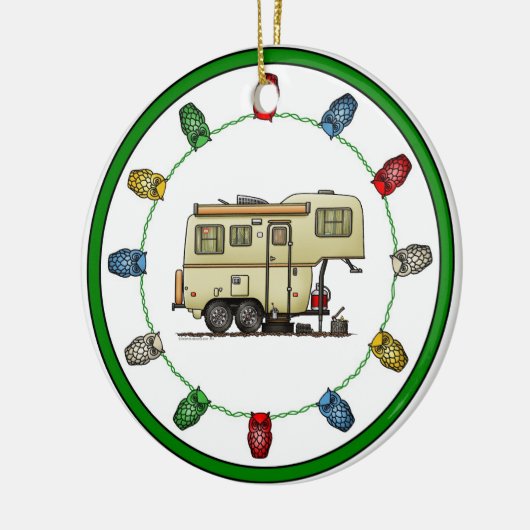 Scamp Fifth Wheel Camper RV Happy Camper Keramik Ornament (Links)