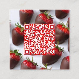 Scan-Code Schokolade Erdbeeren Quadratische Visitenkarte