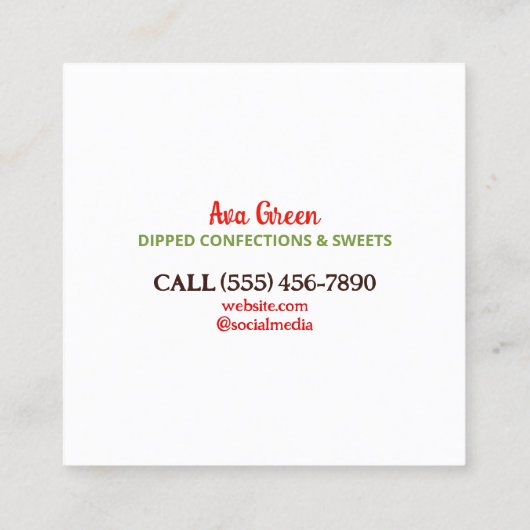 Scan-Code Schokolade Erdbeeren Quadratische Visitenkarte (Rückseite)