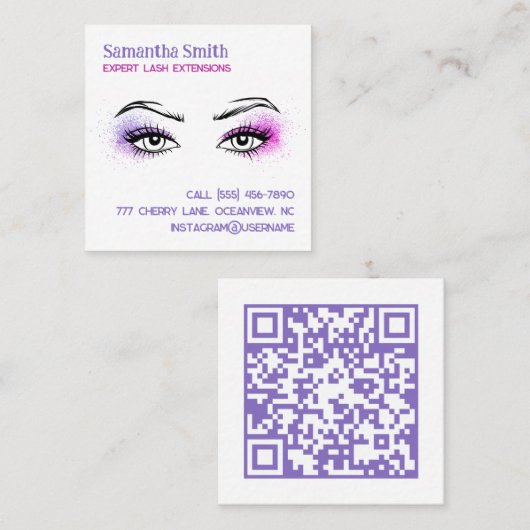 🌸 Scan-Codezeile Lash Tech Telefonnummerkarte (Vorne/Hinten)