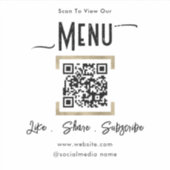 Scan for Menu QR Code Business Aufkleber (Vorderseite)