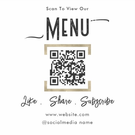 Scan for Menu QR Code Business Aufkleber (Vorderseite)