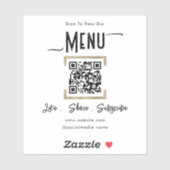 Scan for Menu QR Code Business Aufkleber (Blatt)