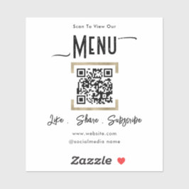 Scan for Menu QR Code Business Aufkleber